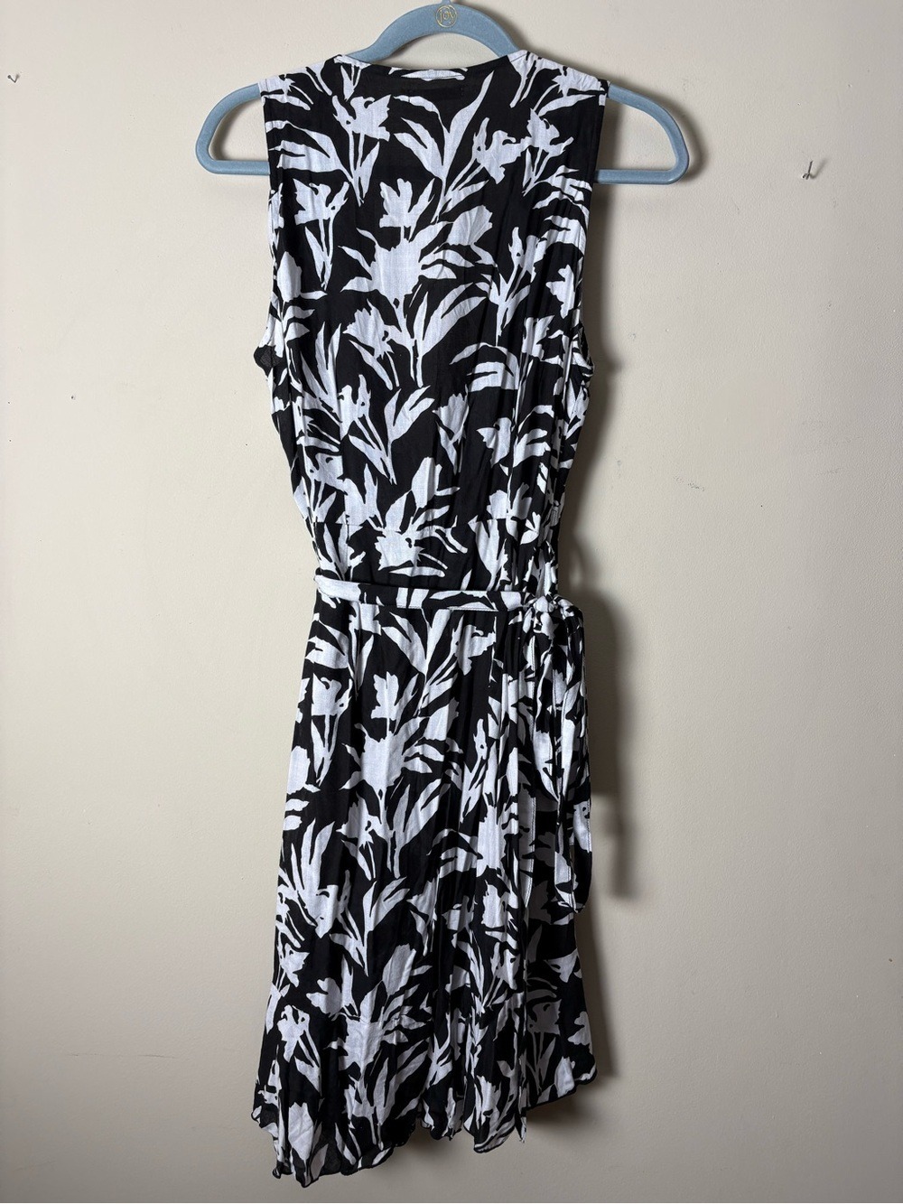 Caravanserai Black & White Floral Cotton Wrap Dress L/XL - Picture 2 of 6